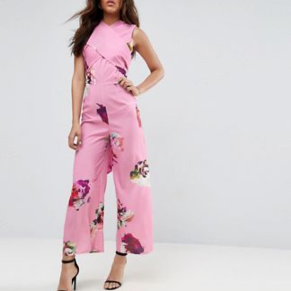 ASOS Floral Silky Jumpsuit - New Without Tags - Picture 2 of 3